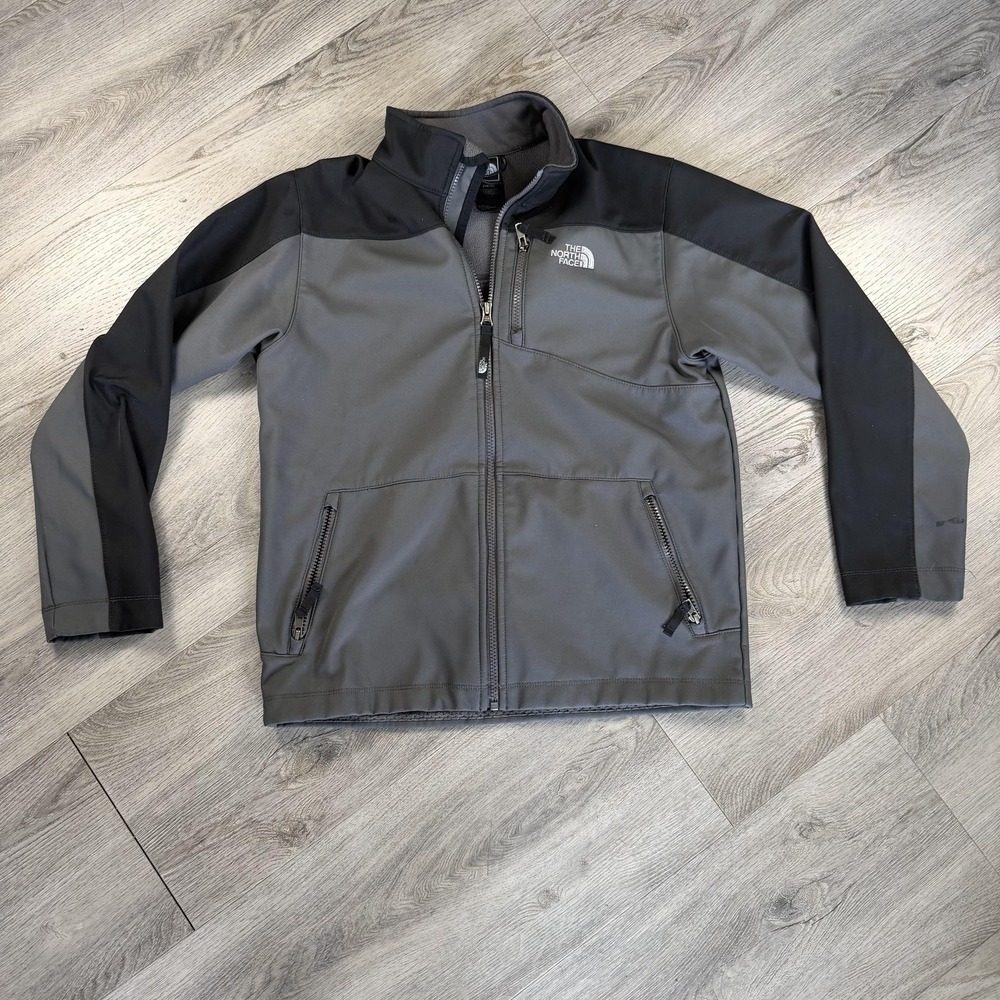 The North Face Jacket Boys 14/16 Gray Softshell Fleece Lined Full Zip Outdoor